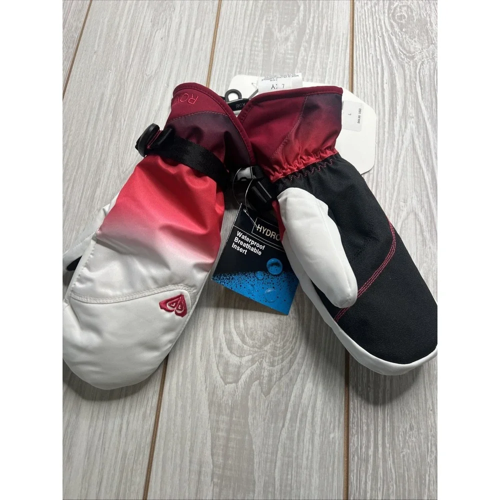 New Roxy Womens Jetty Ski Snowboard Gloves Size Large White Red